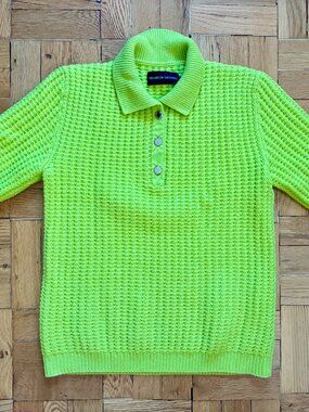 Brandon Maxwell wool waffle-knit polo size small